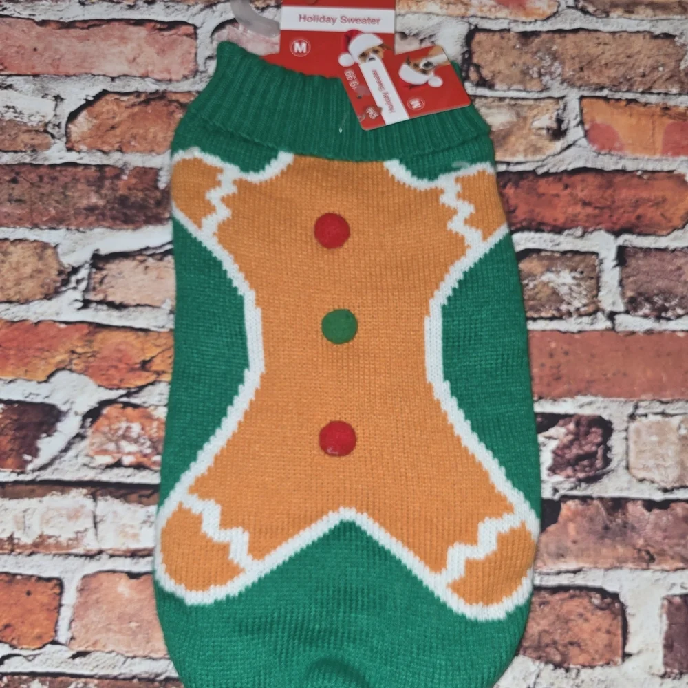 Festive Green and Orange Dog Sweater